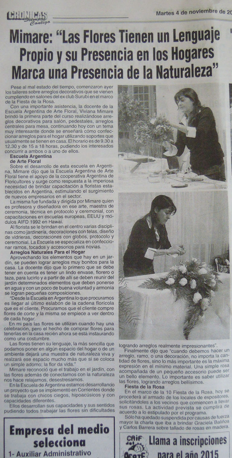 Nota en el Diario Crónicas de Mercedes, Uruguay