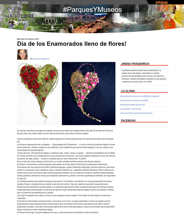 Nota en el  Diario Infobae por el día de los enamorados